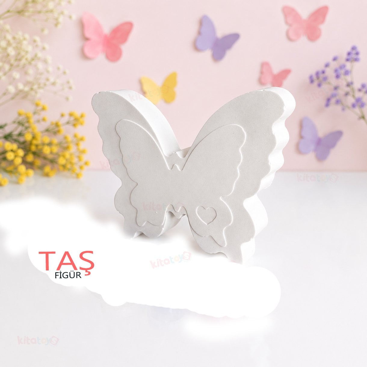 Taş Boyama Figürü KELEBEK (Taş Tozu Objesi)