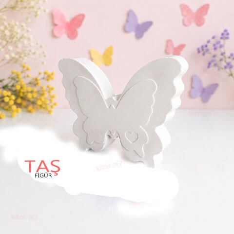 Taş Boyama Figürü KELEBEK 12x10 (Taş Tozu Objesi)