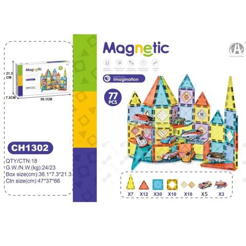 Magnetic Blok 77 Parça 5,5cm Manyetik 3D (Mıknatıslı Legolar) CH1302