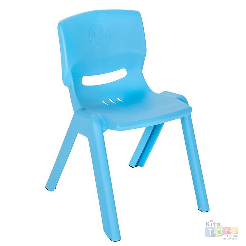 Kırılmaz Happy Sandalye (Anaokulu Plastik Sandalyesi) 33 cm Mavi