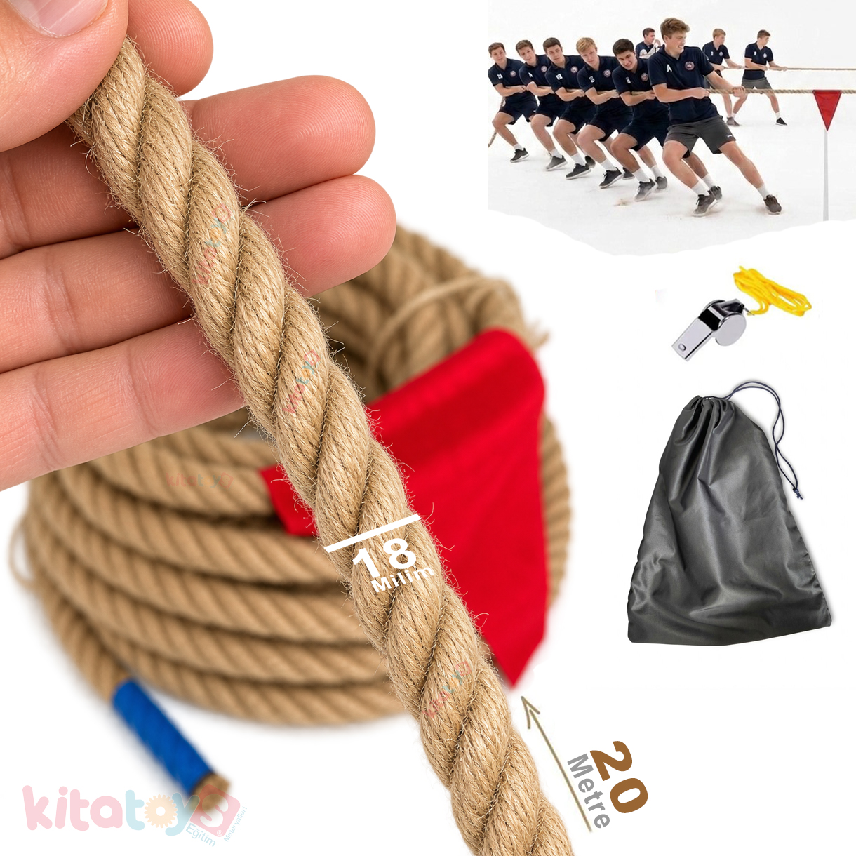 Halat Çekme Oyunu 20 Metre x18 mm (Çekişme Halatı İpi) Ortaokul-LİSE