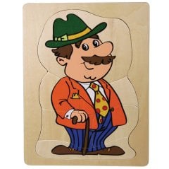 Büyüyen İnsan Puzzle-Bay (Ahşap Gelişim Evreleri Katlı Puzzle) Dede