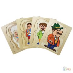 Büyüyen İnsan Puzzle-Bay (Ahşap Gelişim Evreleri Katlı Puzzle) Dede