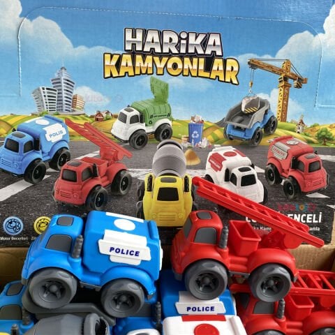 12'Li Kırılmaz Harika Kamyonlar Seti (Meslekler Araçlar Arabalar)