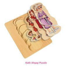 Büyüyen İnsan Puzzle (Bayan Gelişim Evreleri Katlı Ahşap) Nine