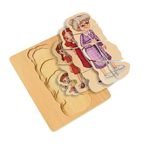 Büyüyen İnsan Puzzle (Bayan Gelişim Evreleri Katlı Ahşap) Nine