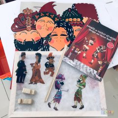 Hacivat Karagöz ve Ahşap Oyun Sahnesi Seti