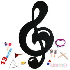 Sol Anahtarı Müzik Köşesi (Aletler Dahil) Ahşap Modeli