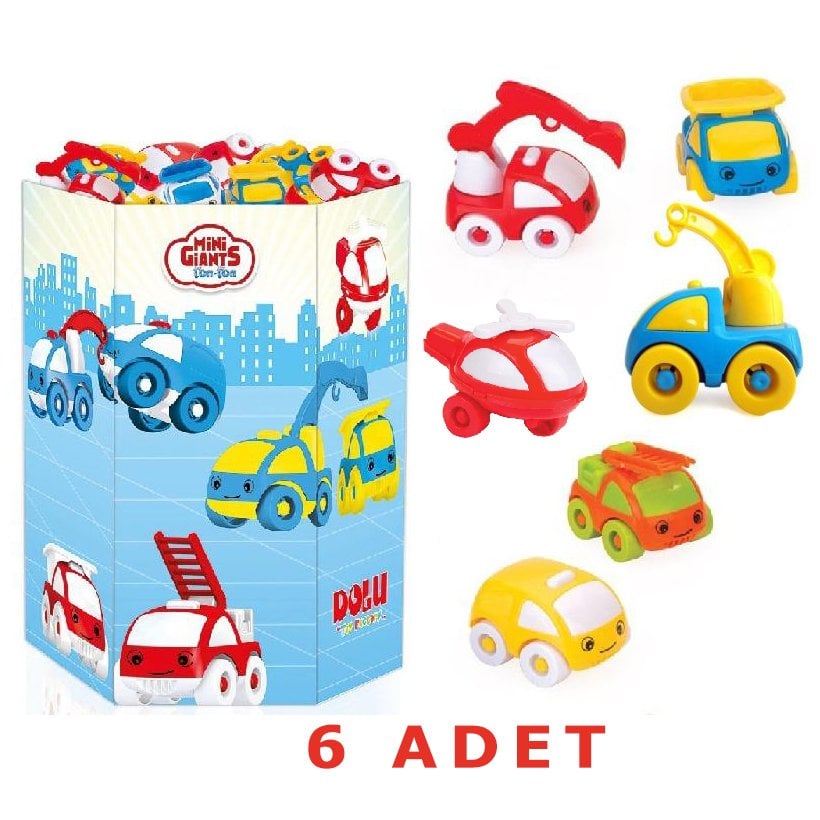 Ton Ton Araçlar 6 Adet (Kırılmaz-Dayanıklı) Araba