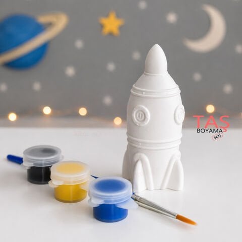 Taş Boyama Seti ROKET 3 Boyutlu (3D Uzay Temalı Taş Tozu Objeleri)
