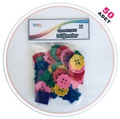 Geometrik Şekilli Düğmeler 50 Adet Renkli Büyük Boy