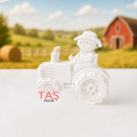 Taş Boyama Figürü TRAKTÖR (Kitatoys Taş Alçı Objesi)