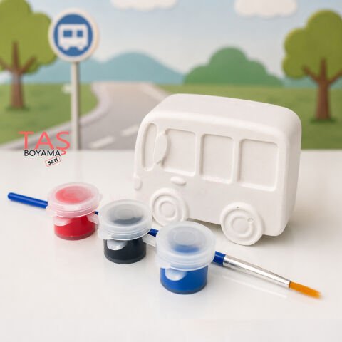 Taş Boyama Seti MİNİBÜS (Taş Tozu Otobüs Objeleri)