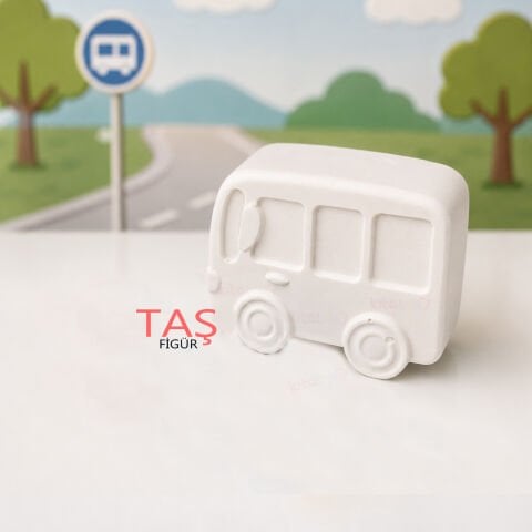 Taş Boyama Figürü MİNİBÜS (Kitatoys Taş Alçı Objesi)