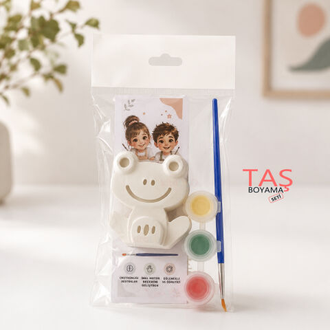 Taş Boyama Seti KURBAĞA 6x6 cm (Taş Tozu Alçı Objeleri Hayvanlar)