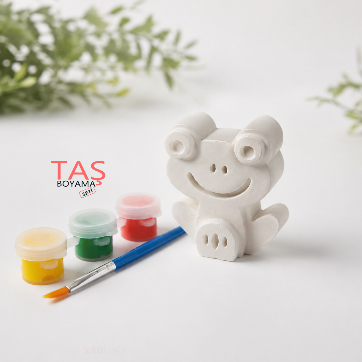Taş Boyama Seti KURBAĞA 6x6 cm (Taş Tozu Alçı Objeleri Hayvanlar)