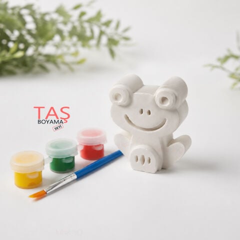 Taş Boyama Seti KURBAĞA 6x6 cm (Taş Tozu Alçı Objeleri Hayvanlar)