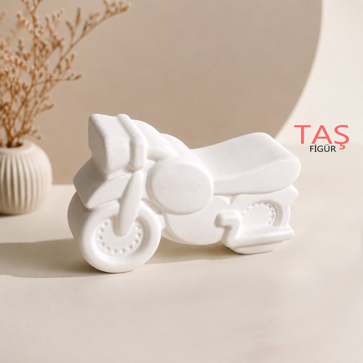 Taş Boyama Figürü MOTOSİKLET (Kitatoys Taş Alçı Objesi Araçlar)