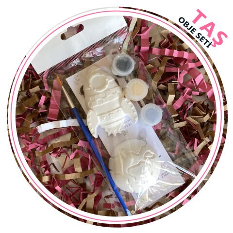 Taş Boyama Seti ROKET ve DÜNYA 7x5 cm (2D Uzay Temalı Taş Tozu Objeleri)