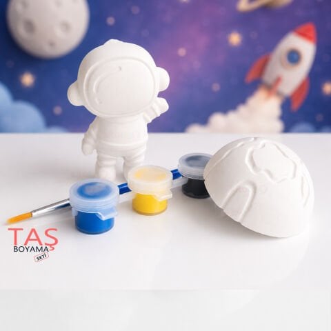Taş Boyama Seti ASTRONOT ve DÜNYA 7x5 (2D Uzay Temalı Taş Tozu Objeleri)