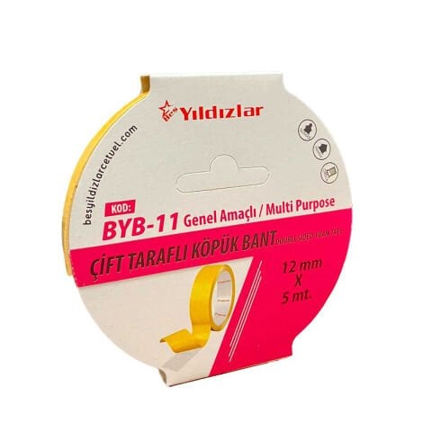 Çift Taraflı Köpük Bant 12 mm X 5 Metre (12x5)