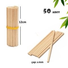 12 cm Ahşap Yuvarlak Çubuklar 50'Li KALIN Etkinlik Çubuğu