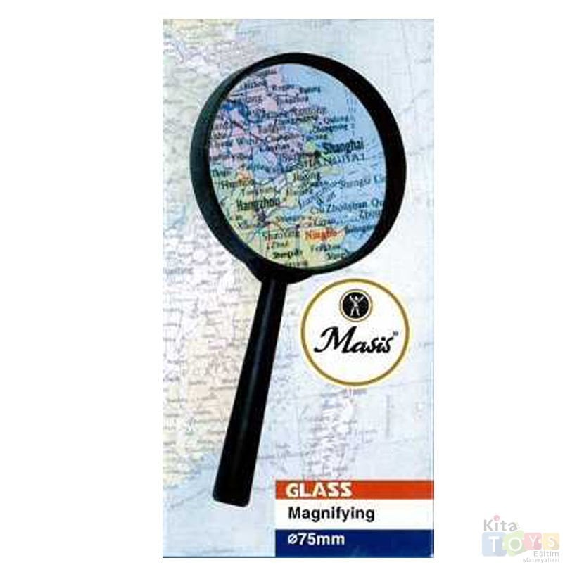 Büyüteç 75 mm Masis (Cam Mercekli) Glass Plastik Çerçeveli Saplı