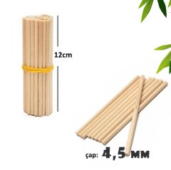 12 cm Ahşap Yuvarlak Çubuklar 50'Li Etkinlik Çubuğu
