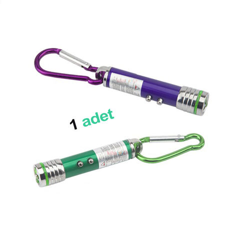 Lazerli El Feneri Anahtarlık 3 Fonksiyonlu Metal 2 Ledli (3 İN 1)