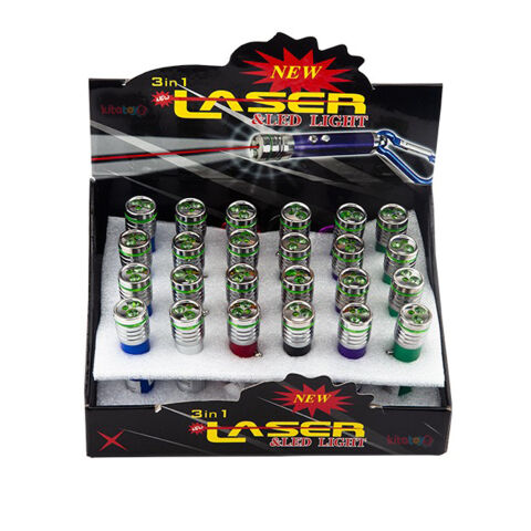 Lazerli El Feneri Anahtarlık 3 Fonksiyonlu Metal 2 Ledli (3 İN 1)