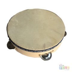 6 Zilli Deri Tef 23 cm (Orff Aletleri) Ahşap Kasnak