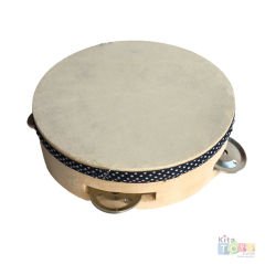 4 Zilli Deri Tef 16 cm (Orff Aletleri) Ahşap Kasnak