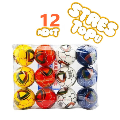 Stres Topu 12'Li Soft Renkli Desenli (Toptan Karne Hediyesi)