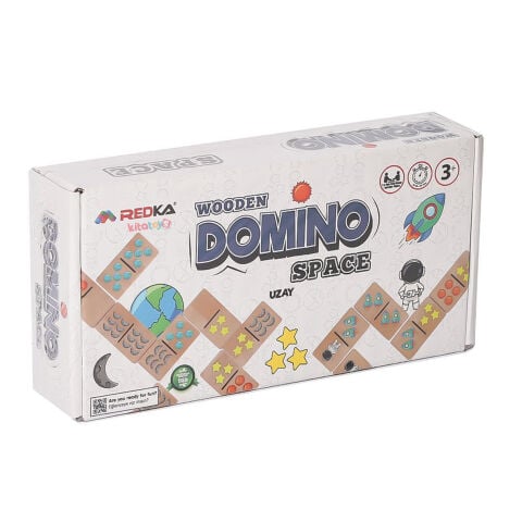 Ahşap DOMİNO 28 Parça UZAY (Space) Eşleştirme Oyunu 5651 Redka