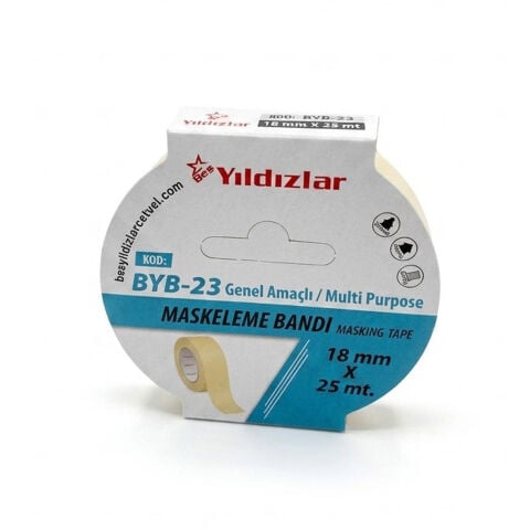 Maskeleme Bandı 18x25 Metre Kağıt Bant YILDIZLAR Bant BYB-23