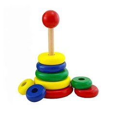 Ahşap Kule 21 cm (Eğitici Oyuncaklar) Halka Dizme