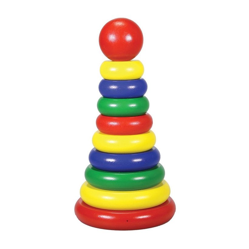 Ahşap Kule 21 cm (Eğitici Oyuncaklar) Halka Dizme