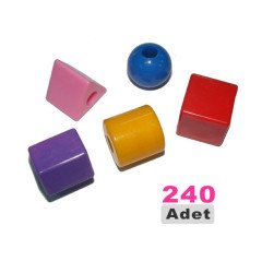 Geometrik Boncuk (14 mm) 240 Adet Orta Boy Şekiller İpe Dizme