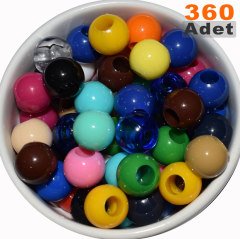 Yuvarlak Boncuk (14 mm) Karışık Renk-Orta Boy