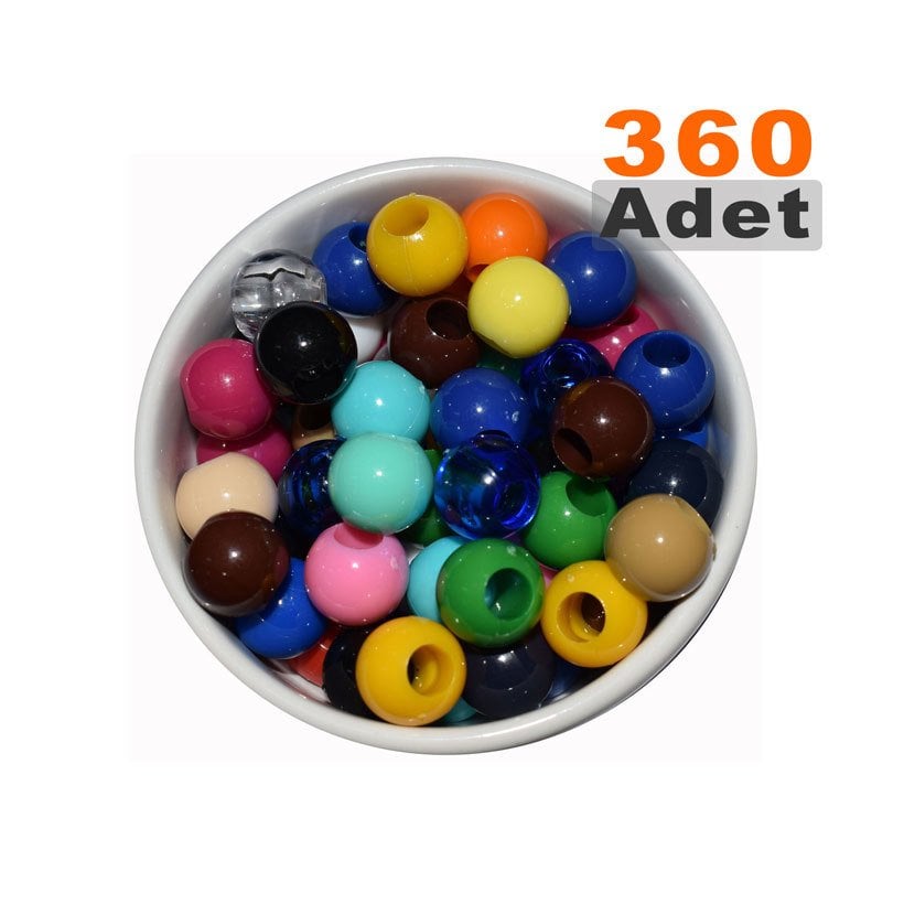Yuvarlak Boncuk (14 mm) Karışık Renk-Orta Boy