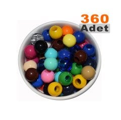 Yuvarlak Boncuk (14 mm) Karışık Renk-Orta Boy