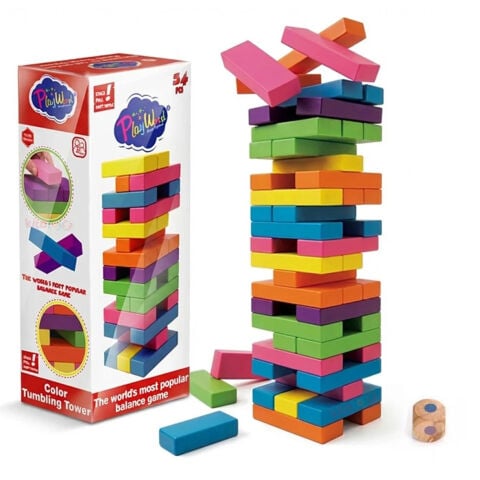 Renkli Jenga Denge Oyunu 54 (Ahşap Bloklar 310) 1.Sınıf