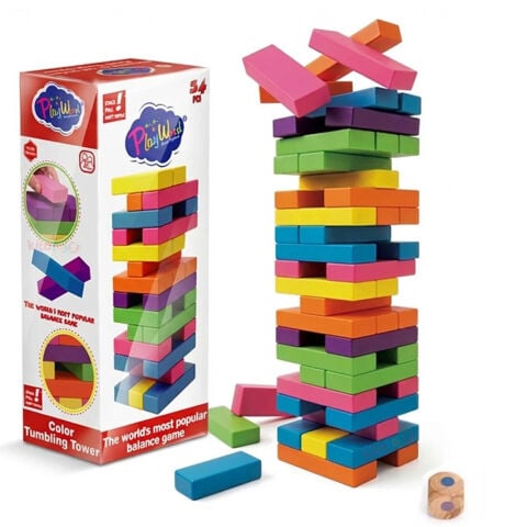 Renkli Jenga Denge Oyunu 54 (Ahşap Bloklar 310) 1.Sınıf