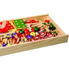 Sök-Tak Constructor 150 Parça (AHŞAP İnşaatçı Lego Yapı) Dıy Oyuncak Yapboz