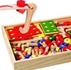 Sök-Tak Constructor 150 Parça (AHŞAP İnşaatçı Lego Yapı) Dıy Oyuncak Yapboz