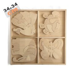 4'Lü Ahşap Boyama Puzzle Hayvanlar
