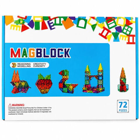 MagBlock Manyetik Bloklar 72 Parça 7,5 cm 3D (Mıknatıslı Legolar) QXCW