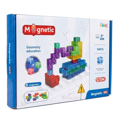 Magnetic Küp Yapı Blok Seti 96 Parça 2x2x2 cm (Güçlü Mıknatıslı Birim Küpleri) Manyetik Geometri Eğitimi
