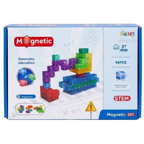 Magnetic Küp Yapı Blok Seti 96 Parça 2x2x2 cm (Güçlü Mıknatıslı Birim Küpleri) Manyetik Geometri Eğitimi