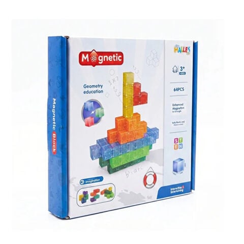 Magnetic Küp Yapı Blok Seti 64 Parça 2x2x2 cm (Güçlü Mıknatıslı Birim Küpleri) Manyetik Geometri Eğitimi